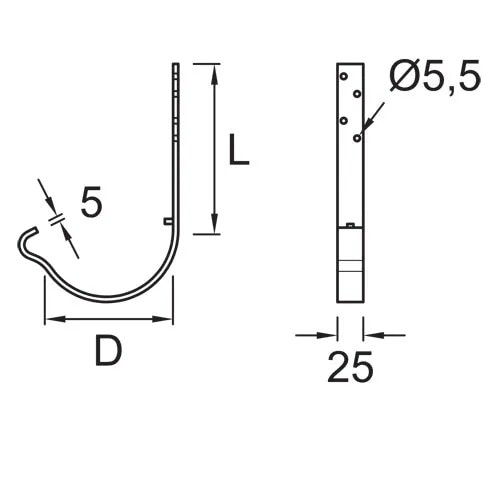 Водосточная система Ruukki 125*87 mm крюк желоба длинный